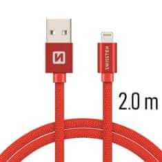 SWISSTEN Swissten textilní datový kabel Usb / Lightning 2,0 M Červený 8595217455740