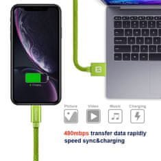 SWISSTEN Swissten textilní datový kabel Usb / Lightning 1,2 M Zelený 8595217458123