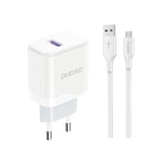 shumee USB-A 18W nástěnná nabíječka s USB-A - microUSB kabelem, bílá