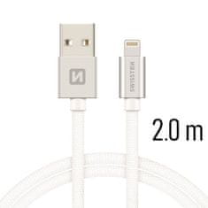 SWISSTEN Swissten textilní datový kabel Usb / Lightning 2,0 M Stříbrný 8595217455719