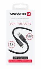 SWISSTEN Datový Kabel Swissten Soft Silicone Usb / Lightning 1,5 M 60W Černý 8595217481473