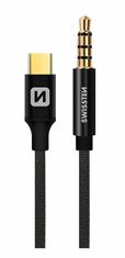 SWISSTEN Audio Adaptér Swissten Textile Usb-C (Samec)/3,5 Mm Jack (Samec) 1,5M Černý 8595217481398