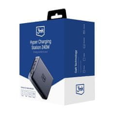 3MK Hyper Charging Station nabíjecí stanice, 240W, GaN, 3x USB-C + 1x USB-A černá