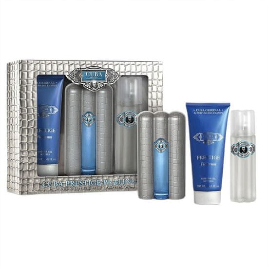 shumee Cuba Prestige Platinum set toaletní voda ve spreji 90ml + sprchový gel 200ml + voda po holení 100ml