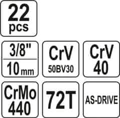 YATO  Gola sada 3/8" 22 ks YT-38561