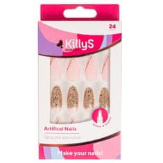 shumee Artifical Nails umělé nehty Stiletto Golden Glitter French 24 ks