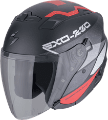 SCORPION Moto přilba EXO-230 BAND matná černo/červeno/stříbrná XS