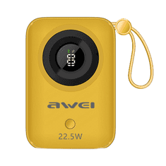 Awei Powerbanka s displejem P23K 10 000 mAh, 22,5W, žlutá