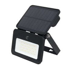 Solight Solight LED solární reflektor se senzorem, 6W, 660lm, 3CCT, Li-Ion, černá