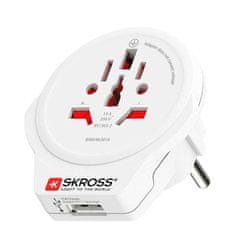 Skross SKROSS cestovní adaptér Europe USB pro cizince v ČR, USB-A, 12W, typ E/F