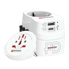 Skross SKROSS cestovní adaptér PRO Light USB AC30PD World, 7A max., USB A+C, PD 30W, UK+USA+Austrálie/Čína