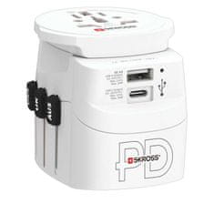 Skross SKROSS cestovní adaptér PRO Light USB AC30PD World, 7A max., USB A+C, PD 30W, UK+USA+Austrálie/Čína