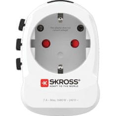 Skross SKROSS cestovní adaptér PRO Light USB AC30PD World, 7A max., USB A+C, PD 30W, UK+USA+Austrálie/Čína