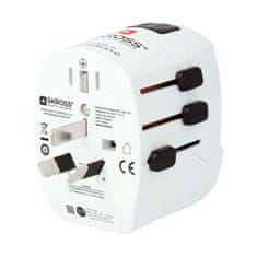 Skross SKROSS cestovní adaptér PRO Light USB AC30PD World, 7A max., USB A+C, PD 30W, UK+USA+Austrálie/Čína