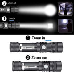 Solight Solight LED nabíjecí svítilna s cyklo držákem, 400lm, zoom, Li-Ion