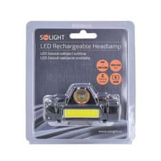 Solight Solight LED čelová nabíjecí svítilna, 3W + COB,150 + 60lm, Li-Ion