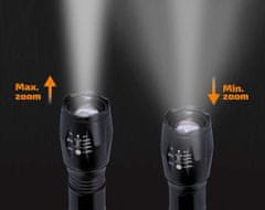 Solight Solight LED nabíjecí svítilna, 300lm, Cree, zoom, power banka, Li-Ion