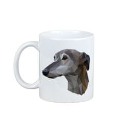 Artdog Greyhound, English Greyhound - hrnek s fotkou a nápisem geometrického psa Art-Dog