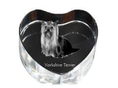 Artdog Yorkshirský teriér, York, York, Yorkie - fotografie psa v křišťálu, křišťálové srdce, unikátní fotorámeček od Art-Dog