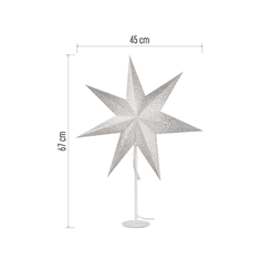 Emos Bílo-stříbrná vánoční papírová hvězda s bílým stojánkem 45cm DCAZ14
