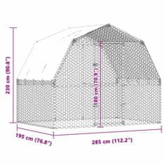 Vidaxl Klec pro drůbež se střechou a dvířky stříbrná ocel
