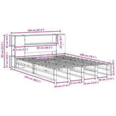 Vidaxl Postel s knihovnou bez matrace bílá 150 x 200 cm masivní dřevo