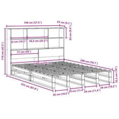 Vidaxl Postel s knihovnou bez matrace bílá 140 x 200 cm masivní dřevo