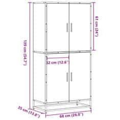 Vidaxl Skříň highboard hnědý dub 68 x 35 x 139 cm kompozitní dřevo