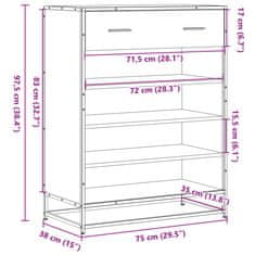 Vidaxl Botník kouřový dub 75 x 38 x 97,5 cm kompozitní dřevo a kov