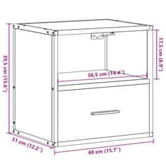 Vidaxl Nástěnný noční stolek dub sonoma 40x31x39,5 cm