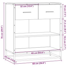 Vidaxl Příborník dub sonoma 68x35x76 cm kompozitní dřevo