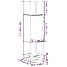 Vidaxl Skříň highboard hnědý dub 35,5x35x139 cm kompozit a kov