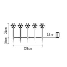 Emos EMOS LED vánoční zapichovací vločky, 30 cm, 3x AA, venkovní i vnitřní, studená bílá, časovač DCZC01