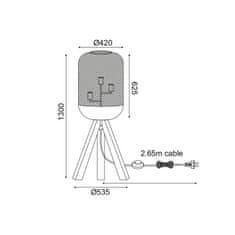 ACA ACA Lighting stojací lampa 3XE27 dřevo plus černý kov D54XH130CM PAROT TF503F130BK