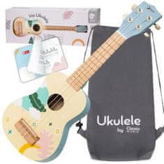 LEBULA Dřevěná modrá kytara na ukulele CLASSIC WORLD pro děti