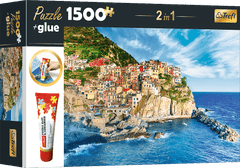 Trefl TREFL Sada 2v1 puzzle Manarola, Ligurie, Itálie 1500 dílků s lepidlem