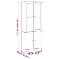 Vidaxl Prosklená vitrína ALTA 77 x 35 x 186,5 cm masivní borové dřevo