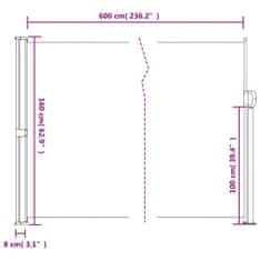 Vidaxl Zatahovací boční markýza krémová 160 x 600 cm