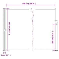 Vidaxl Zatahovací boční markýza taupe 160 x 500 cm