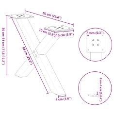 Vidaxl Nohy konferenčního stolku ve tvaru X 2 ks 60x(30-31) cm ocel