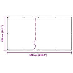 Vidaxl Čirá plachta s oky 2x6 m PVC