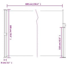 Vidaxl Zatahovací boční markýza béžová 180 x 600 cm