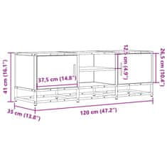 Vidaxl TV skříňka dub sonoma 120 x 35 x 41 cm kompozitní dřevo a kov