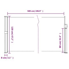 Vidaxl Zatahovací boční markýza antracitová 120 x 500 cm