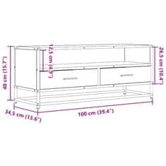 Vidaxl TV skříňka hnědý dub 100 x 34,5 x 40 cm kompozitní dřevo a kov