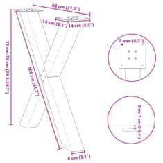 Vidaxl Nohy jídelního stolku ve tvaru X 2 ks 80x(72-73) cm ocel