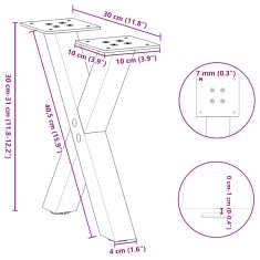 Vidaxl Nohy konferenčního stolku ve tvaru X 2 ks bílé 30x(30-31) cm