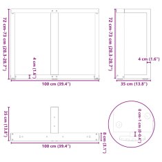 Vidaxl Nohy jídelního stolku ve tvaru T 2 ks 100x35x(72-73) cm ocel