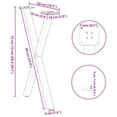 Vidaxl Nohy jídelního stolku ve tvaru X 2 ks 50x(72-73) cm ocel