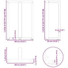 Vidaxl Nohy barového stolku ve tvaru T 2 ks 60x35x(90-91) cm ocel